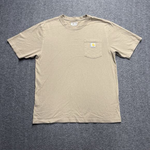 Carhartt T-Shirt Mens Medium Tan Loose Fit Short Sleeve Utility Workwear K87-M - Picture 1 of 7
